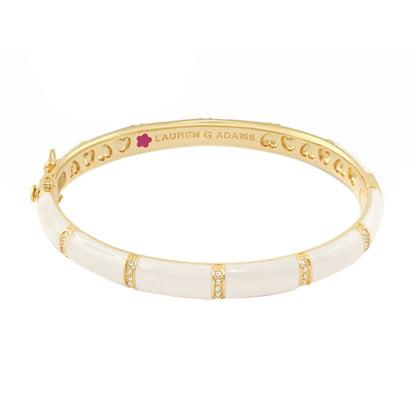 Santa Barbara Bangle by Lauren G Adams, gold-tone bracelet with white enamel on Tampa Home & Garden Store