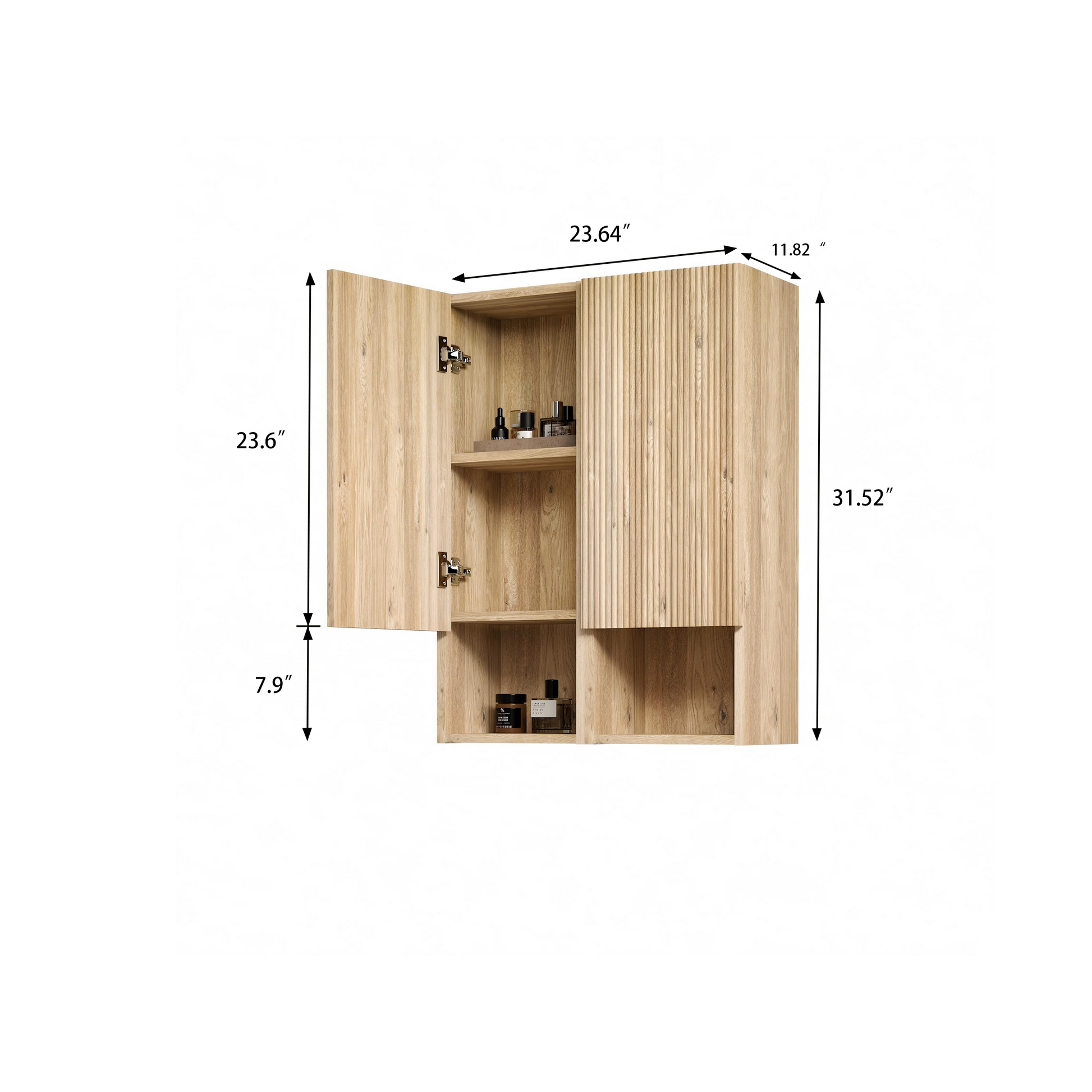 Abay Home Chic Striped Texture Bathroom Storage Cabinet HouseOfZazla wood slat door on Tampa Home & Garden Store