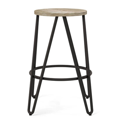 Simeon Multifunctional Metal Stool with Wood Seat