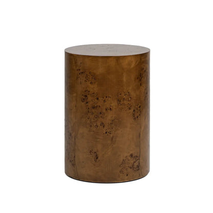 Nebula Accent Pillar Side Table burl wood cylinder, brown finish by Unique Piece Furniture on Tampa Home & Garden Store