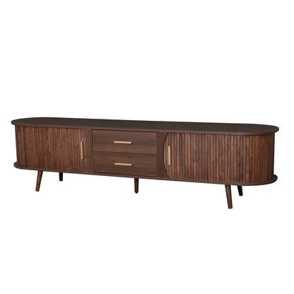 Wood TV Stand With Storage and Sliding Doors