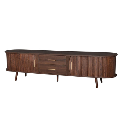 TV stand entertainment center dark brown wood with sliding doors and storage on Tampa Home & Garden Store