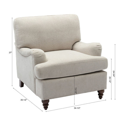 Beige stationary chair & ottoman set with English roll arms by HouseOfZazla on Tampa Home & Garden Store
