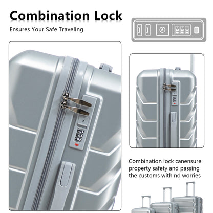 3-Piece ABS Spinner Wheel Luggage Set with Combination Lock silver by HouseOfZazla on Tampa Home & Garden Store