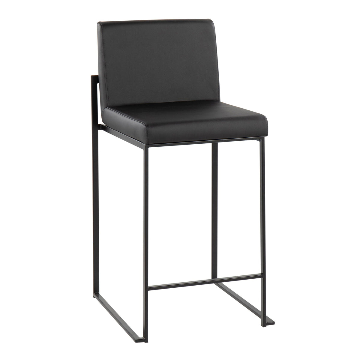 Fuji High Back Counter Stool black leather upholstery metal frame HouseOfZazla on Tampa Home & Garden Store