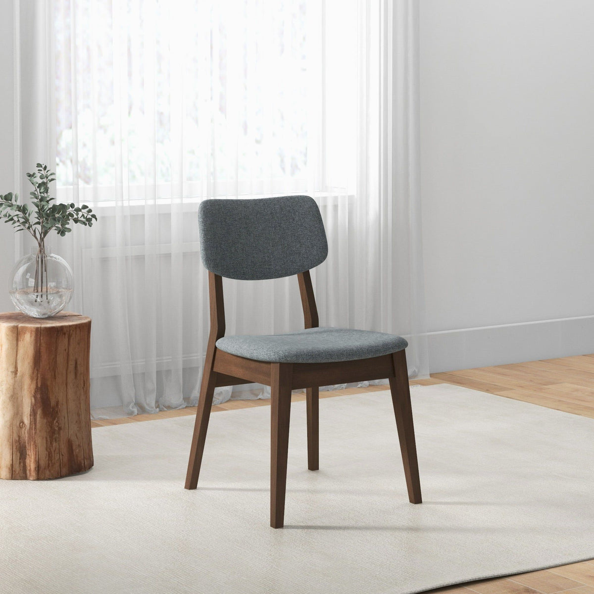 Solid Back Side Chair Set grey upholstered seat with wooden legs mid-century modern HouseOfZazla on Tampa Home & Garden Store