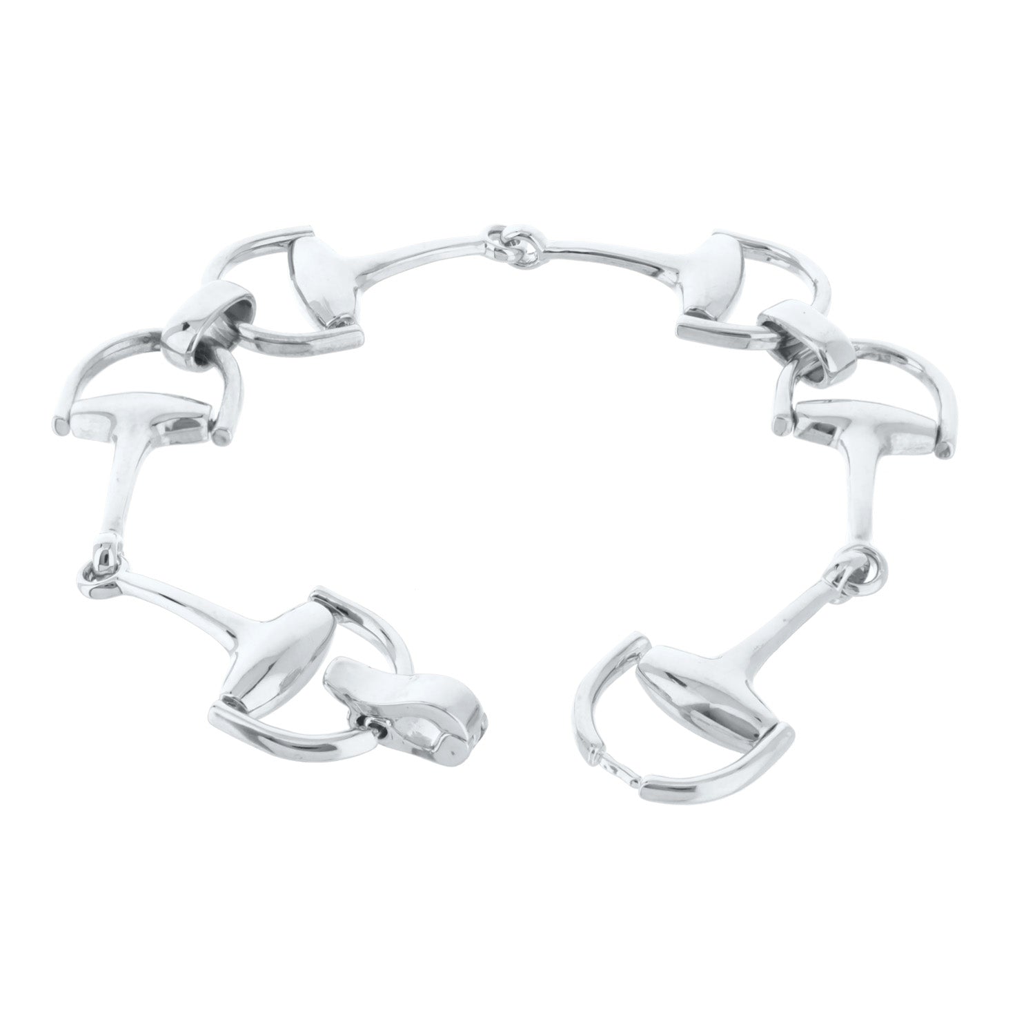Equestrian stirrup bracelet by Lauren G Adams, polished bar-link, silver-tone on Tampa Home & Garden Store