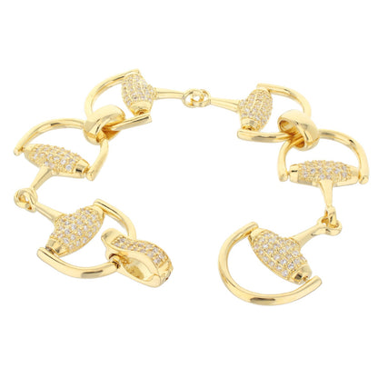 Equestrian Stirrup Bracelet pavé interlocked gold-tone links by Lauren G Adams on Tampa Home & Garden Store