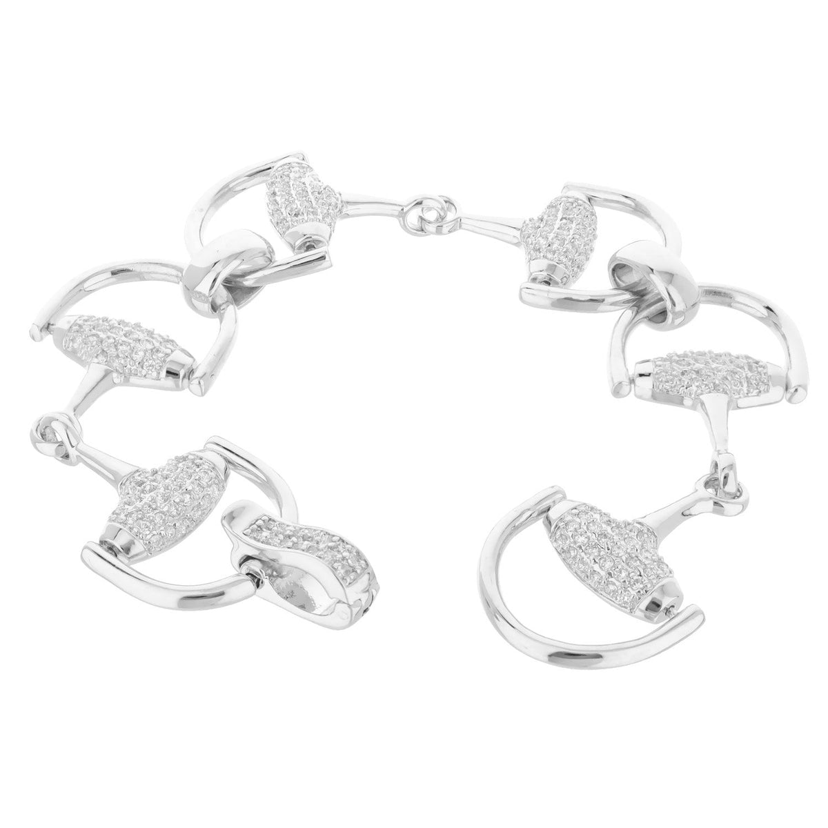 Equestrian Stirrup Bracelet pavé interlocked silver-tone links by Lauren G Adams on Tampa Home & Garden Store