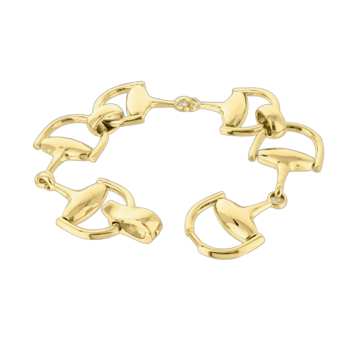 Equestrian Stirrup Bracelet by Lauren G Adams, polished gold interlocked links on Tampa Home & Garden Store