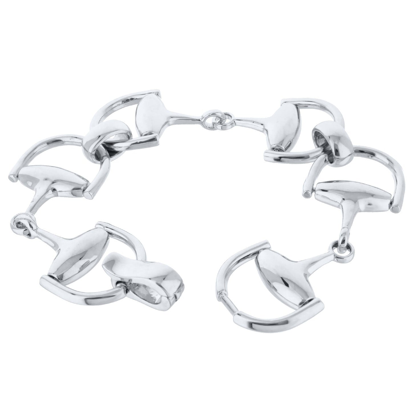 Equestrian Stirrup Bracelet polished silver interlocked links by Lauren G Adams on Tampa Home & Garden Store