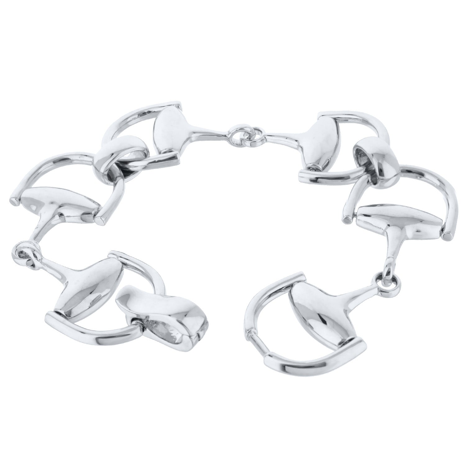 Equestrian Stirrup Bracelet polished silver interlocked links by Lauren G Adams on Tampa Home & Garden Store
