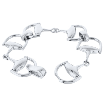 Equestrian Stirrup Bracelet polished silver interlocked links by Lauren G Adams on Tampa Home & Garden Store