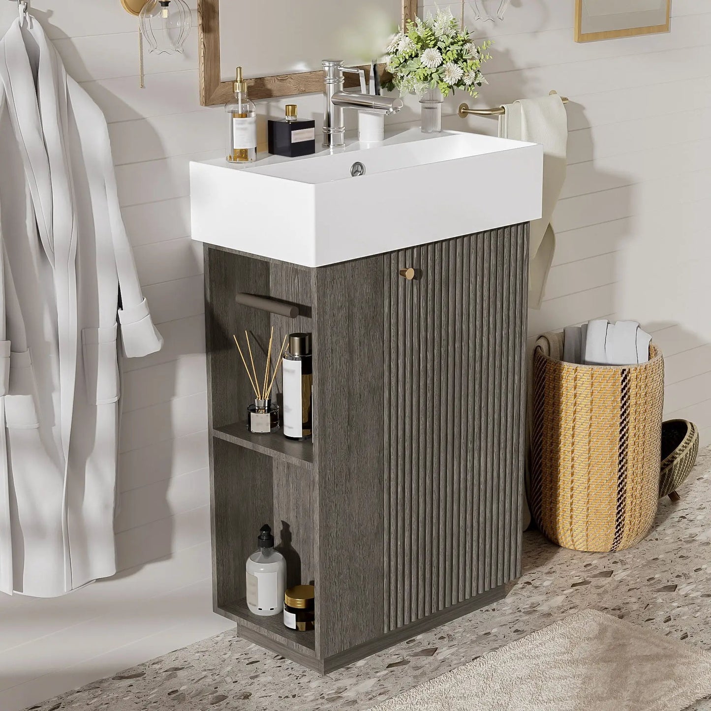 Bathroom Vanity With Sink, Freestanding Cabinet