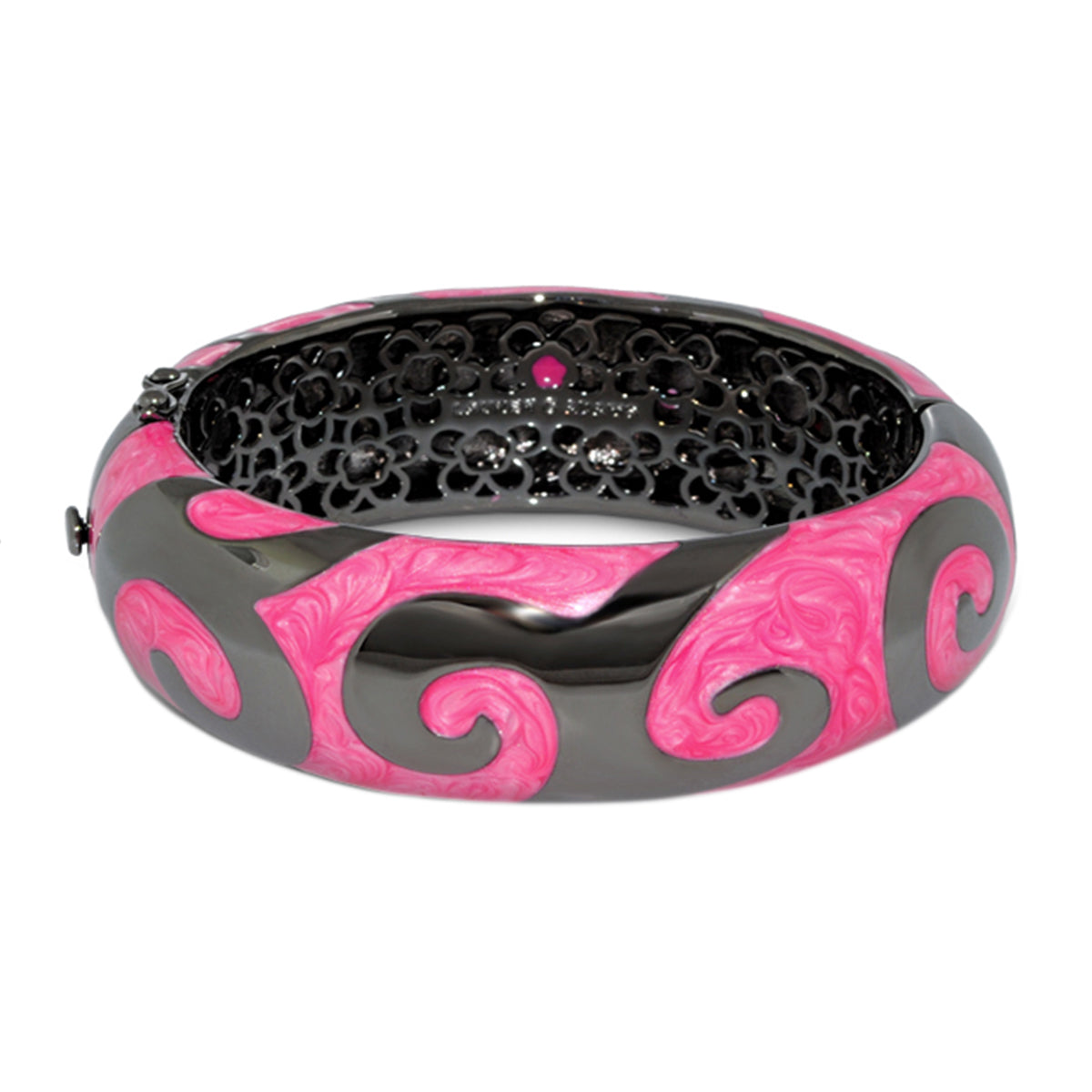 Good Karma Bangle pink gray swirl pattern hinged bracelet with safety lock Lauren G Adams on Tampa Home & Garden Store