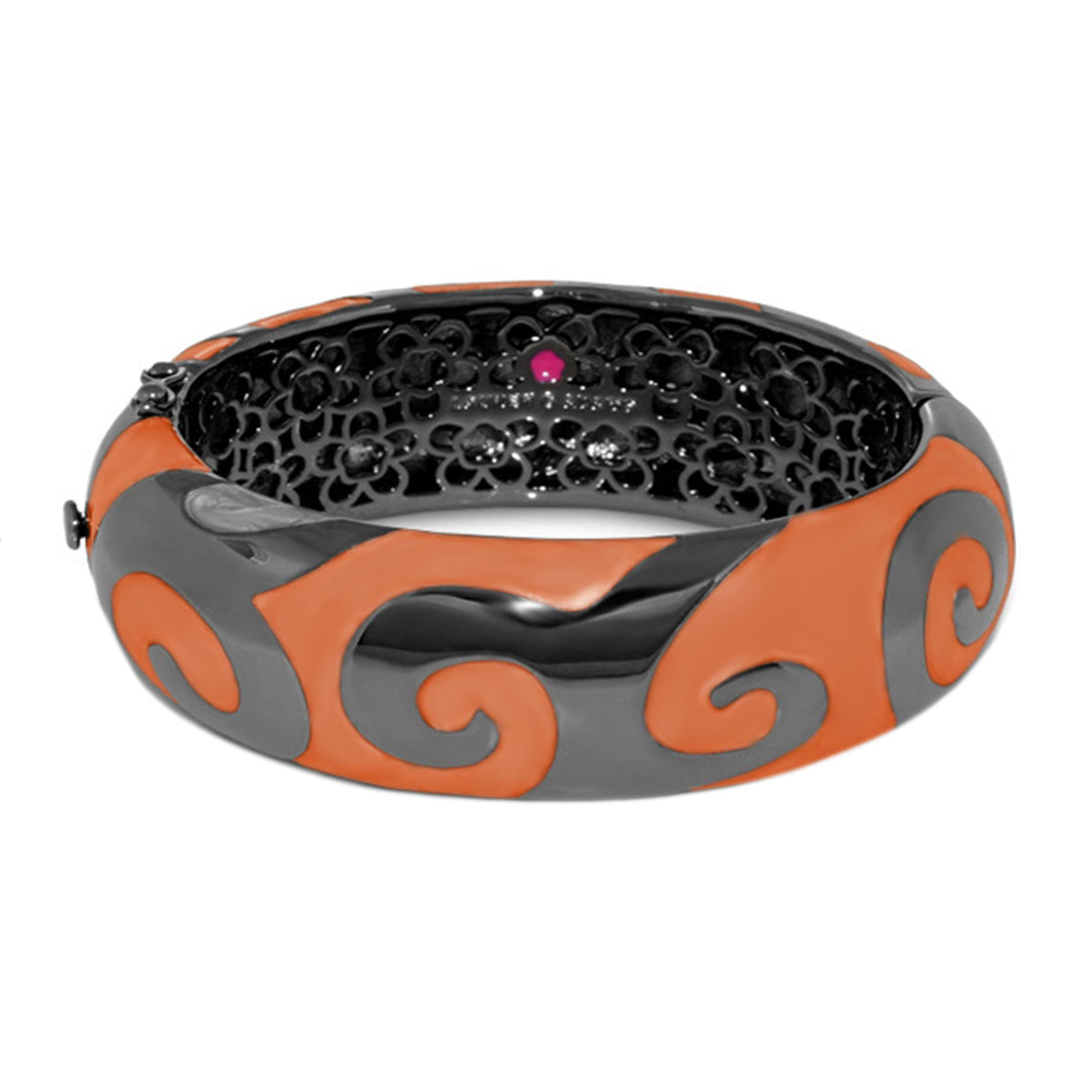 Good Karma Bangle hinged with safety lock bracelet orange gray swirl pattern by Lauren G Adams on Tampa Home & Garden Store