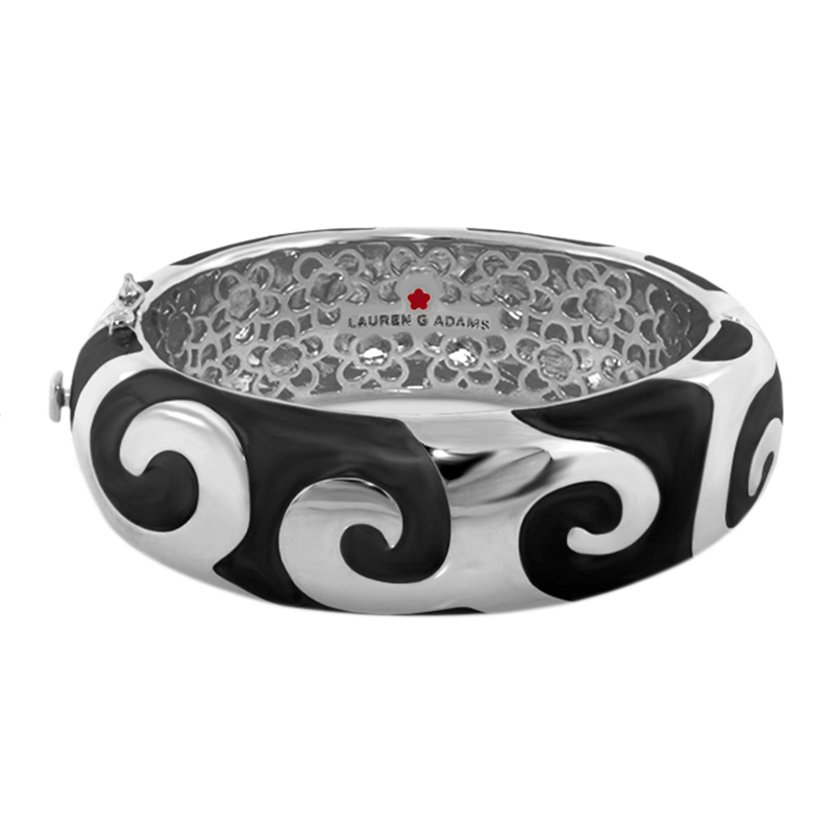 Good Karma Bangle hinged bracelet with safety lock, black and white swirl, Lauren G Adams on Tampa Home & Garden Store