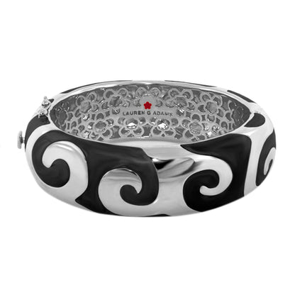 Good Karma Bangle hinged bracelet with safety lock, black and white swirl, Lauren G Adams on Tampa Home & Garden Store