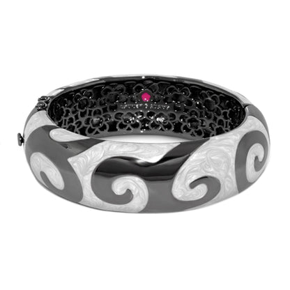 Good Karma Bangle Lauren G Adams hinged bracelet, black lattice interior and gray-white swirls on Tampa Home & Garden Store