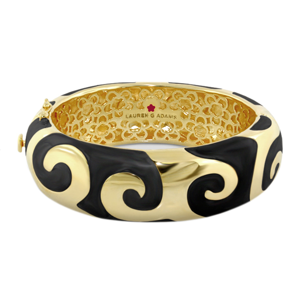 Good Karma Bangle hinged bracelet gold-tone with black enamel swirl by Lauren G Adams on Tampa Home & Garden Store