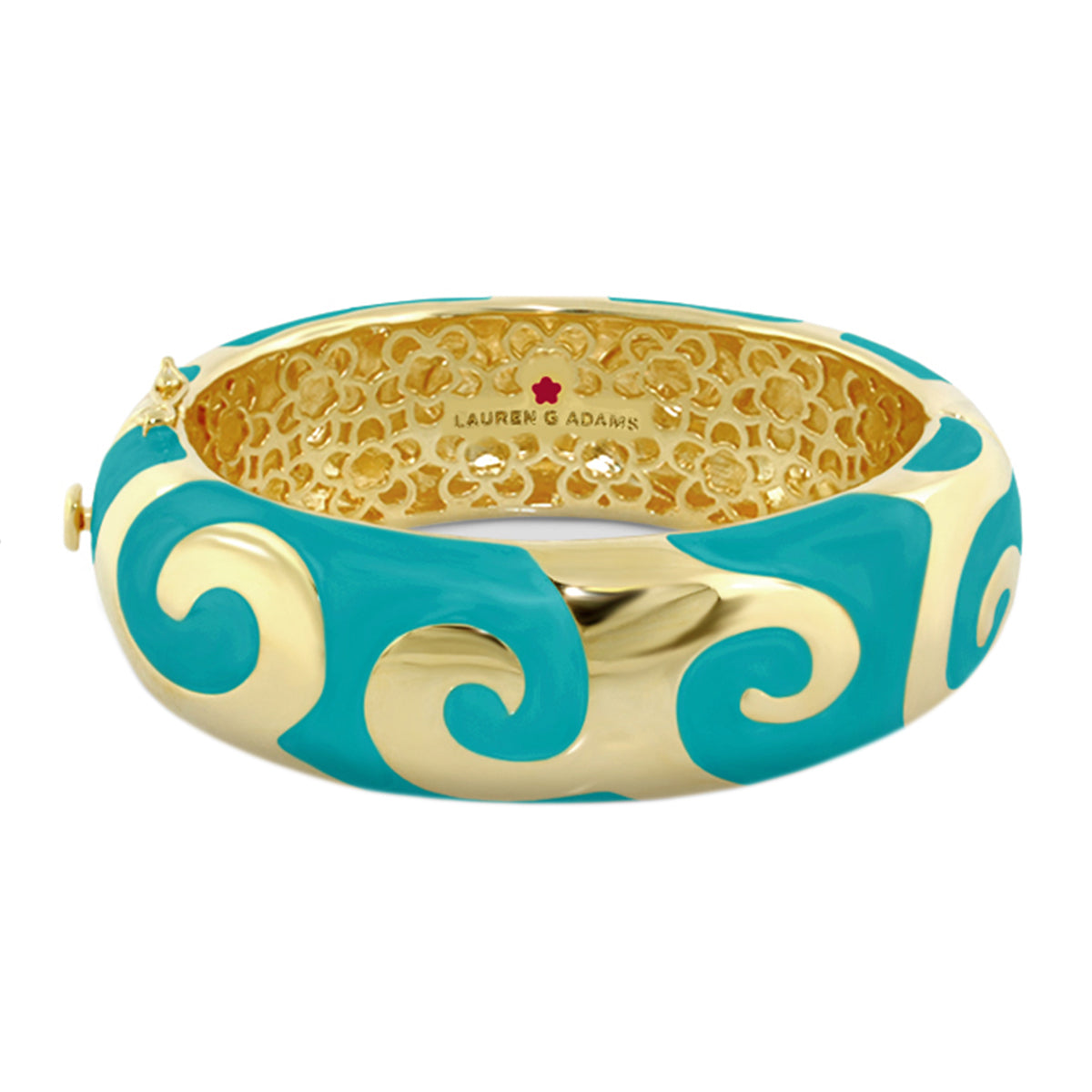Good Karma Bangle turquoise and gold hinged safety-lock bracelet by Lauren G Adams on Tampa Home & Garden Store