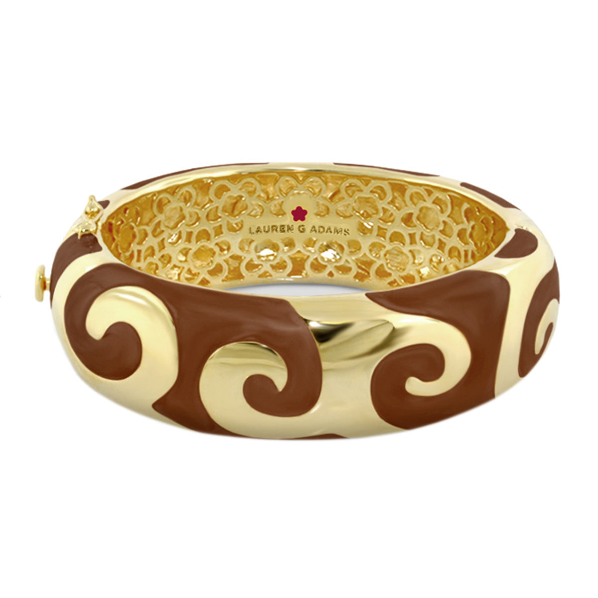 Good Karma Bangle hinged bracelet gold with brown swirl enamel Lauren G Adams on Tampa Home & Garden Store