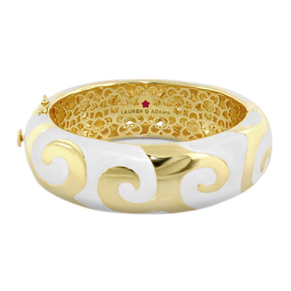 Good Karma Bangle hinged bracelet in gold and white swirl pattern by Lauren G Adams on Tampa Home & Garden Store