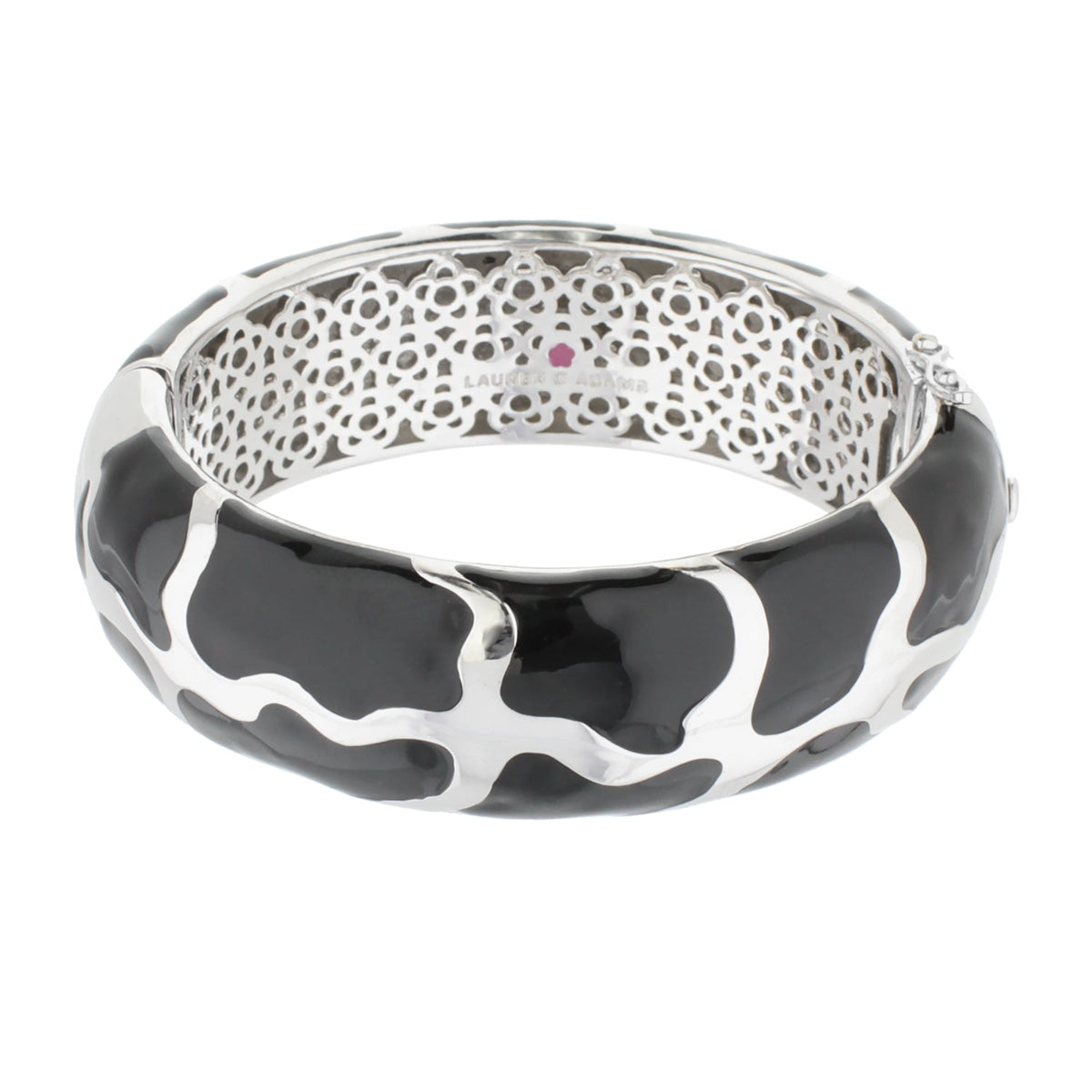 Puzzle Bangle hinged bracelet with safety lock in black enamel by Lauren G Adams on Tampa Home & Garden Store
