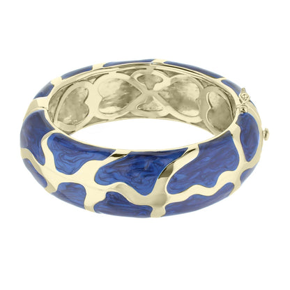 Puzzle Bangle by Lauren G Adams, blue enamel on gold-tone hinged bracelet with safety lock on Tampa Home & Garden Store
