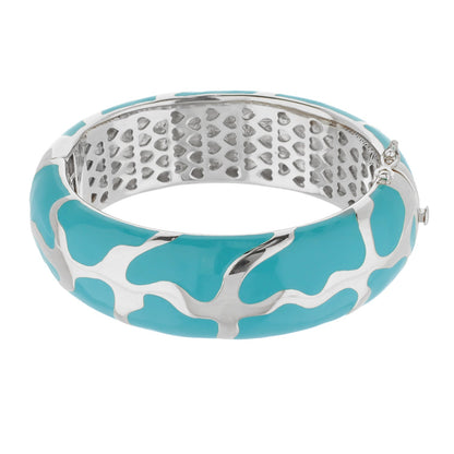 Puzzle Bangle turquoise enamel by Lauren G Adams hinged with safety lock on Tampa Home & Garden Store