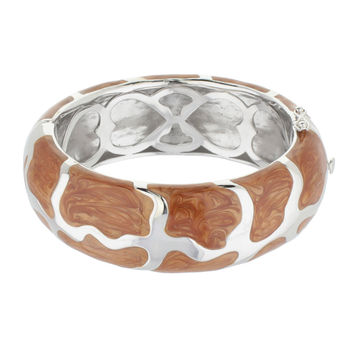 Puzzle Bangle by Lauren G Adams, hinged bracelet with brown marbled enamel and silver inlay on Tampa Home & Garden Store