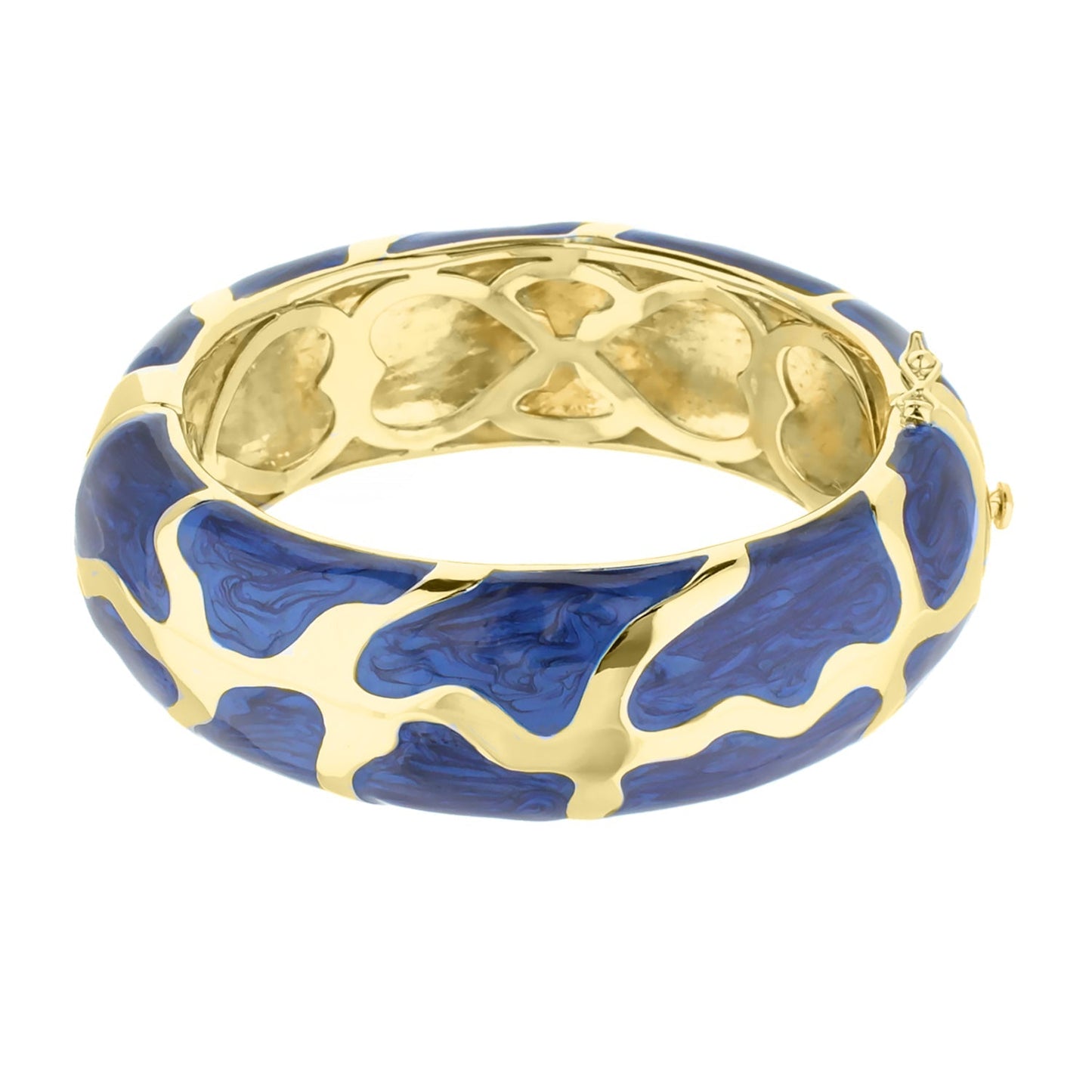 Puzzle Bangle hinged bracelet with safety lock in gold-tone blue enamel camo by Lauren G Adams on Tampa Home & Garden Store