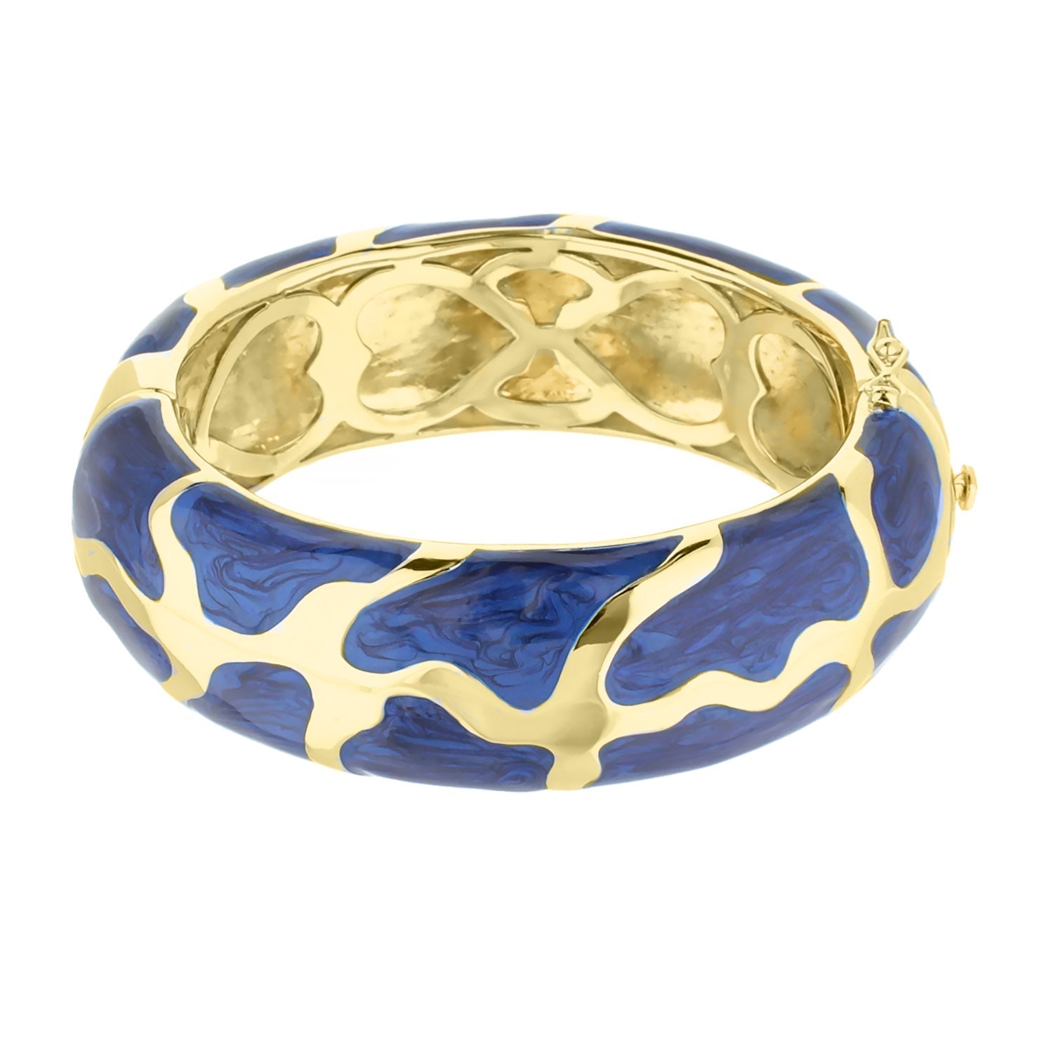 Puzzle Bangle hinged bracelet with safety lock in gold-tone blue enamel camo by Lauren G Adams on Tampa Home & Garden Store
