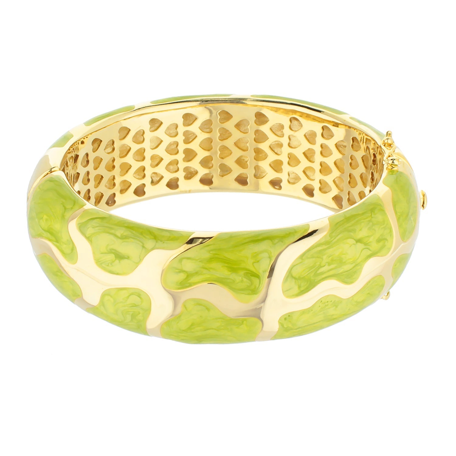 Puzzle Bangle hinged gold bracelet with lime green enamel swirl by Lauren G Adams on Tampa Home & Garden Store