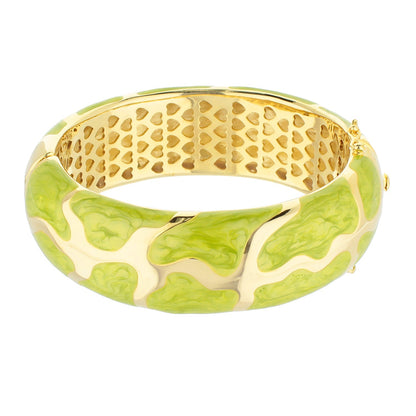 Puzzle Bangle hinged gold bracelet with lime green enamel swirl by Lauren G Adams on Tampa Home & Garden Store