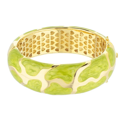 Puzzle Bangle in lime-green enamel on gold-tone, hinged with safety lock by Lauren G Adams on Tampa Home & Garden Store