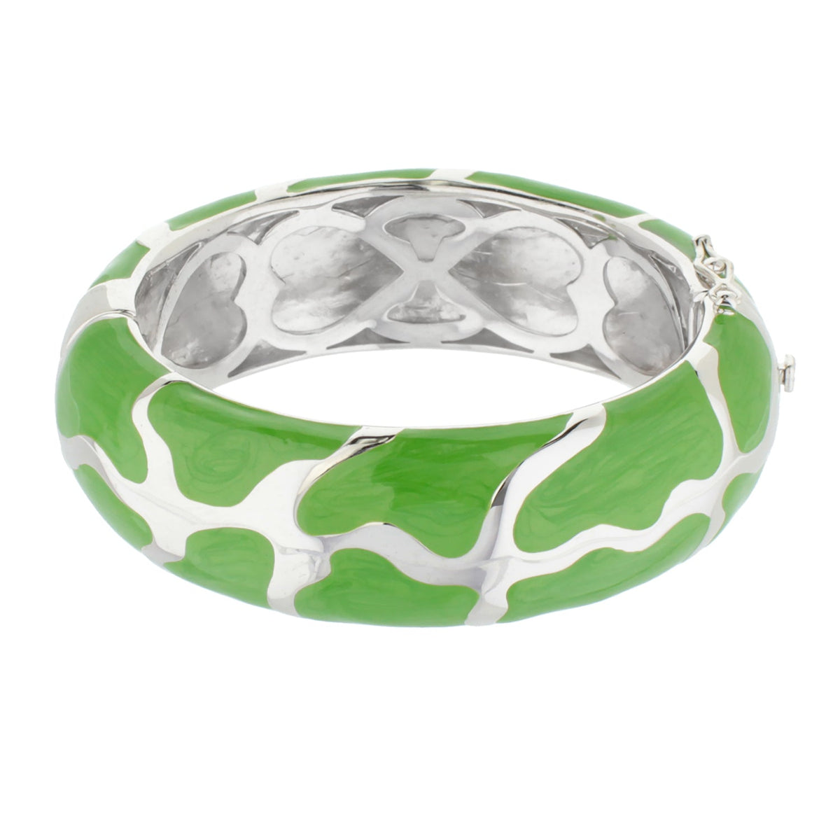 Puzzle Bangle Lauren G Adams with green enamel pattern on silver metal Tampa Garden on Tampa Home & Garden Store