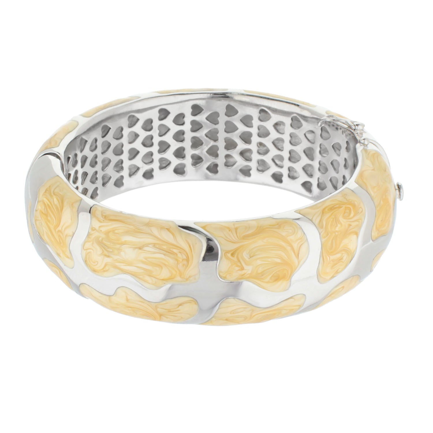Lauren G Adams Puzzle Bangle hinged silver bracelet with yellow marbled enamel on Tampa Home & Garden Store
