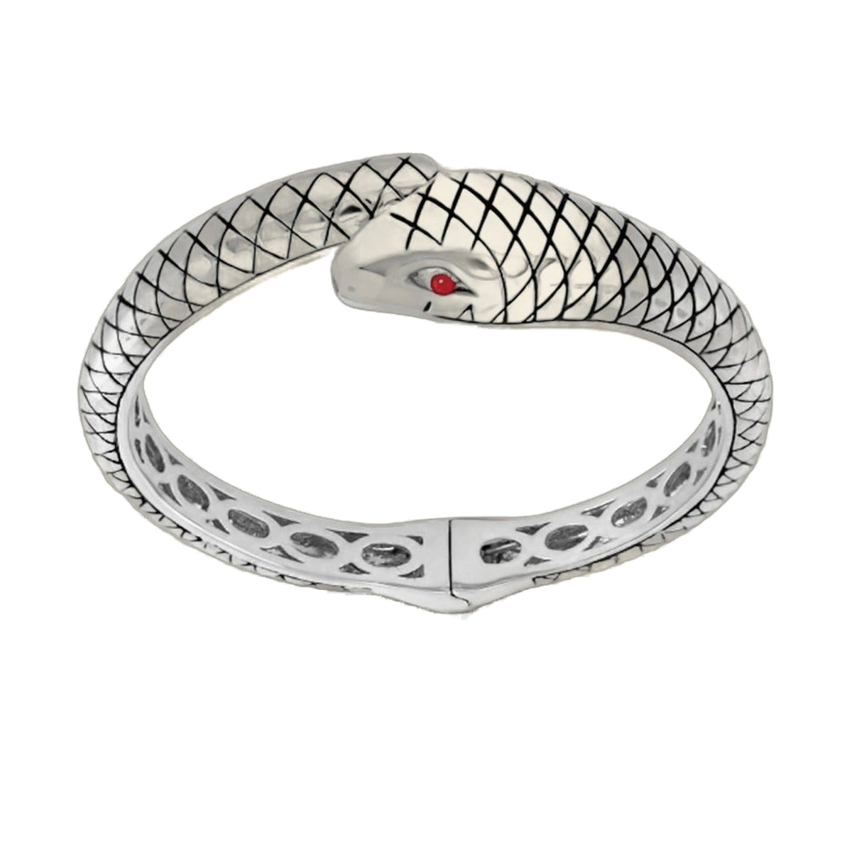 Animal Paradise Bangle Engraved Snake by Lauren G Adams, silver with scale pattern on Tampa Home & Garden Store