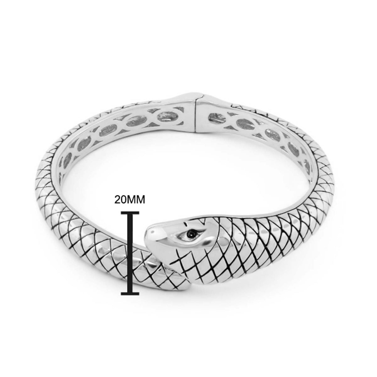Animal Paradise Bangle Engraved Snake bracelet by Lauren G Adams, silver-tone scale-pattern on Tampa Home & Garden Store