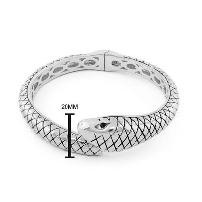 Animal Paradise Bangle Engraved Snake bracelet by Lauren G Adams, silver-tone scale-pattern on Tampa Home & Garden Store