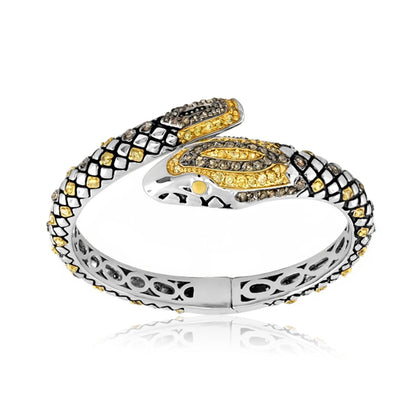 Animal Paradise Bangle Pavé Snake bracelet by Lauren G Adams, silver-tone with gold pavé scales on Tampa Home & Garden Store