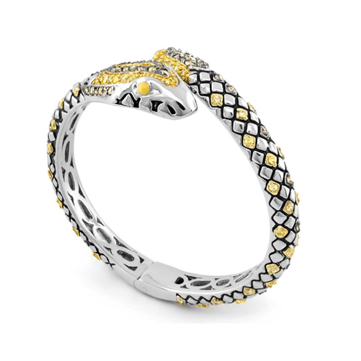 Animal Paradise Bangle Pavé Snake by Lauren G Adams, two-tone snake with pavé accents on Tampa Home & Garden Store