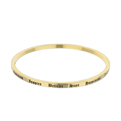Lolo Non Adjustable Bangle gold-tone with Inspire Believe Hope engraving by Lauren G Adams on Tampa Home & Garden Store
