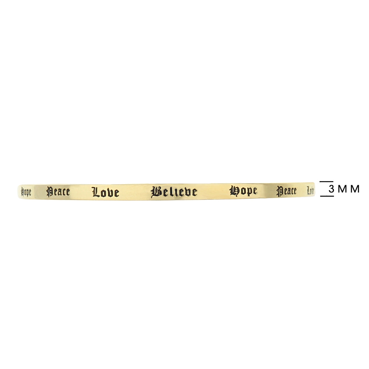 Lolo Non Adjustable Bangle ivory bracelet with Hope Peace Love Believe script 3mm wide on Tampa Home & Garden Store