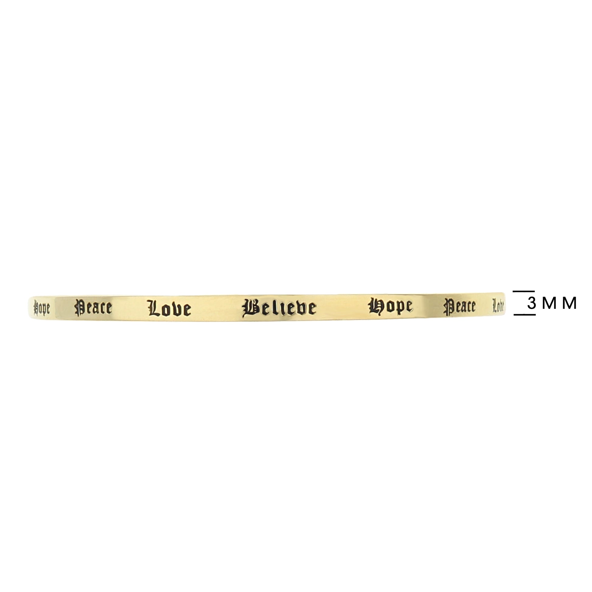 Lolo Non Adjustable Bangle ivory bracelet with Hope Peace Love Believe script 3mm wide on Tampa Home & Garden Store