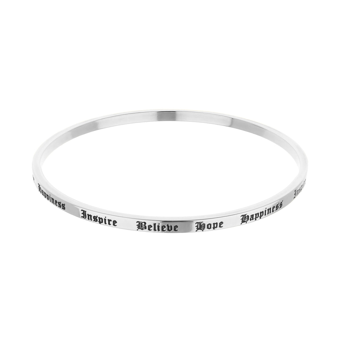 Lolo Non Adjustable Bangle silver-tone bracelet by Lauren G Adams with Inspire text on Tampa Home & Garden Store