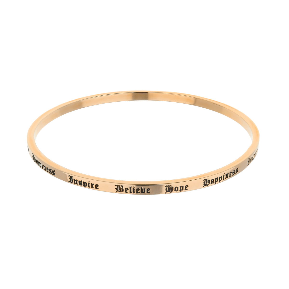 Lolo Non Adjustable Bangle in rose gold with engraved Believe Hope Happiness by Lauren G Adams on Tampa Home & Garden Store
