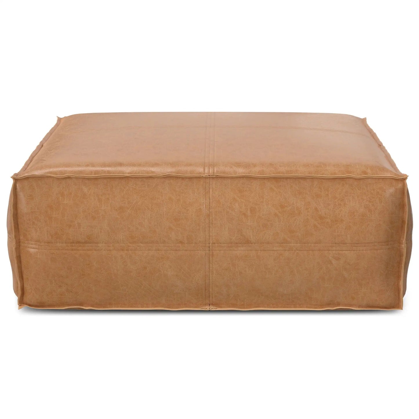 Brody large square coffee table pouf in tan leather by Unique Piece Furniture on Tampa Home & Garden Store