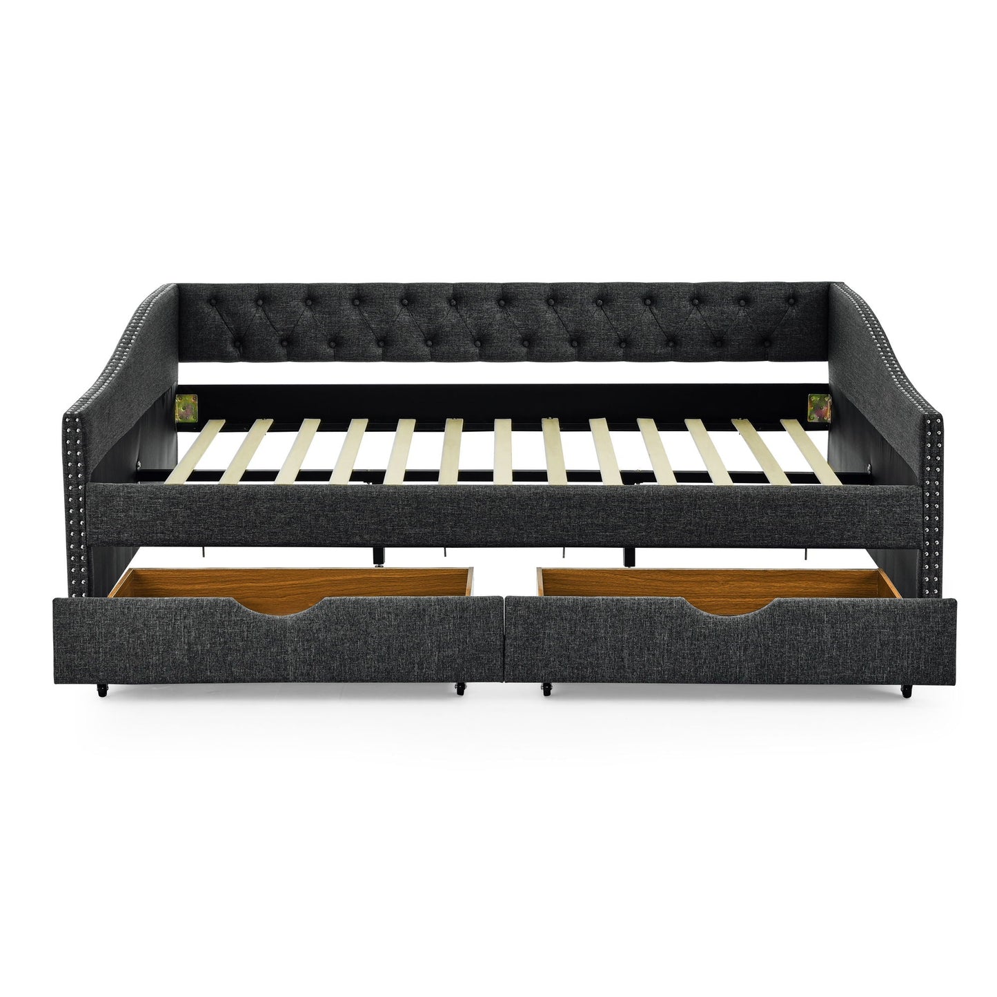 Upholstered Tufted Daybed with Storage Drawers